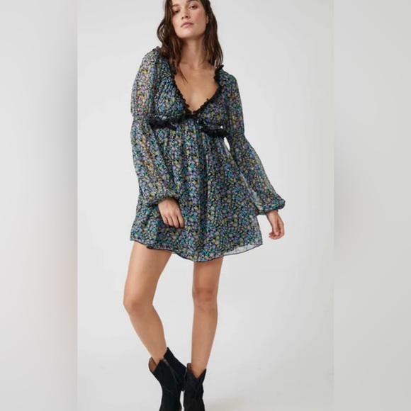 NWT Free People Pennie Babydoll Mini Dress - L - Picture 6 of 9